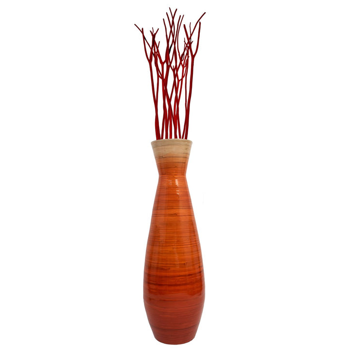 Uniquewise Classic Bamboo Floor Vase Handmade, For Dining, Living Room, Entryway, Fill Up With Dried Branches Or Flowers Image 1