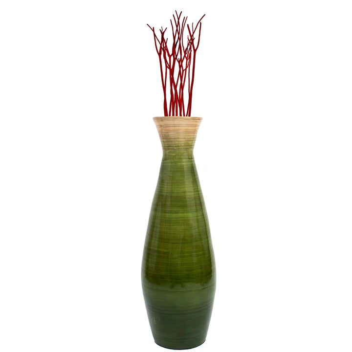 Uniquewise Classic Bamboo Floor Vase Handmade, For Dining, Living Room, Entryway, Fill Up With Dried Branches Or Flowers Image 8