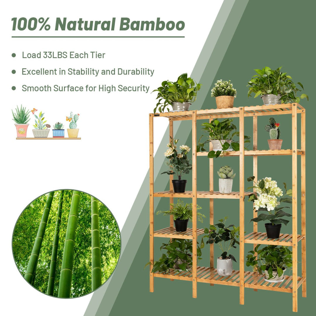 Multifunctional Bamboo Shelf Storage Organizer Rack Plant Stand Display Closet Image 5