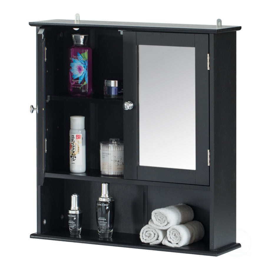 Mirror Wall Mounted Bathroom Cabinet 22x6x23 Double Doors Adjustable Shelves Image 1