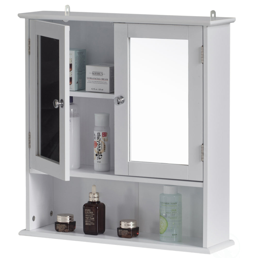 Mirror Wall Mounted Bathroom Cabinet 22x6x23 Double Doors Adjustable Shelves Image 2