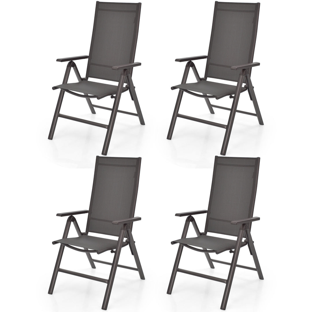 Set of 4 Folding Patio Dining Chair Camping Chair w/ Adjustable Backrest Image 1