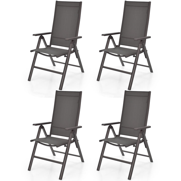 Set of 4 Folding Patio Dining Chair Camping Chair w/ Adjustable Backrest Image 1