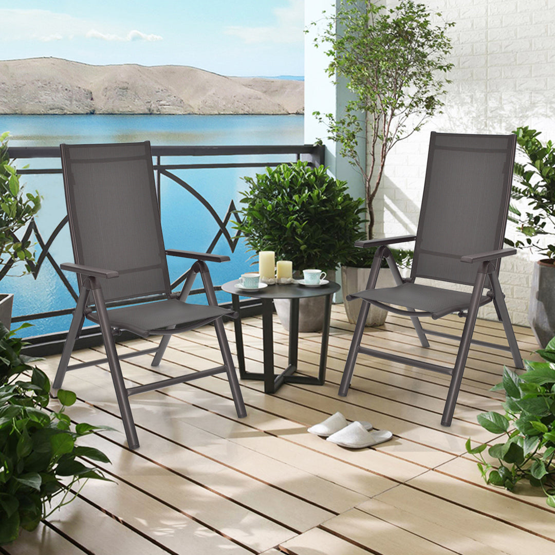 Set of 4 Folding Patio Dining Chair Camping Chair w/ Adjustable Backrest Image 4