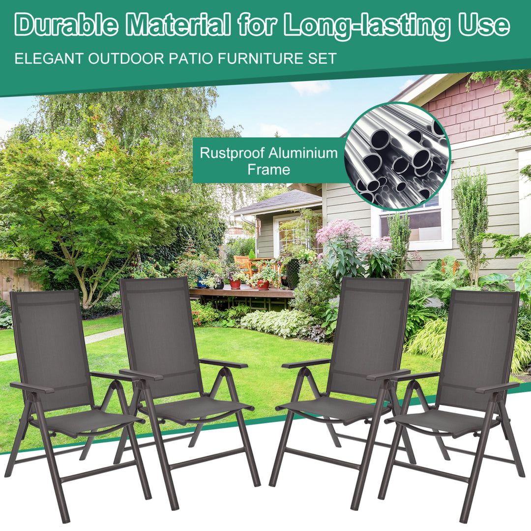 Set of 2 Folding Patio Dining Chair Camping Chair w/ Adjustable Backrest Image 5