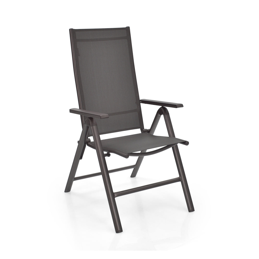 Set of 2 Folding Patio Dining Chair Camping Chair w/ Adjustable Backrest Image 10