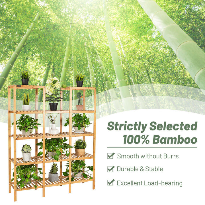 Multifunctional Bamboo Shelf Flower Plant Stand Display Storage Rack Unit Closet Image 5