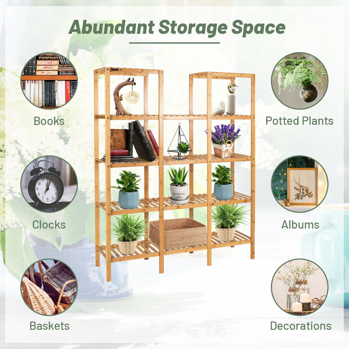 Multifunctional Bamboo Shelf Flower Plant Stand Display Storage Rack Unit Closet Image 7