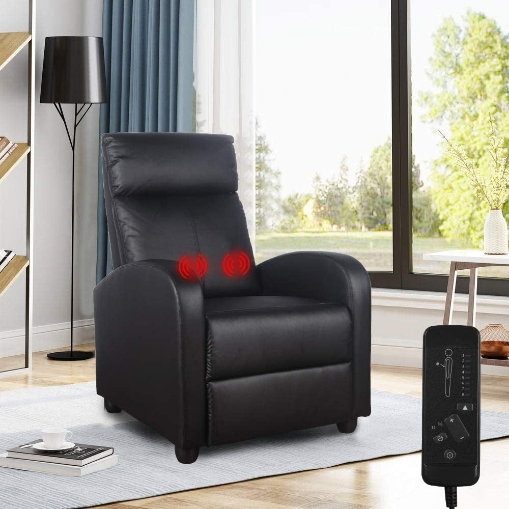 Massage Recliner Chair PU Leather Vibratory Ergonomic Lounge Living Room Image 2