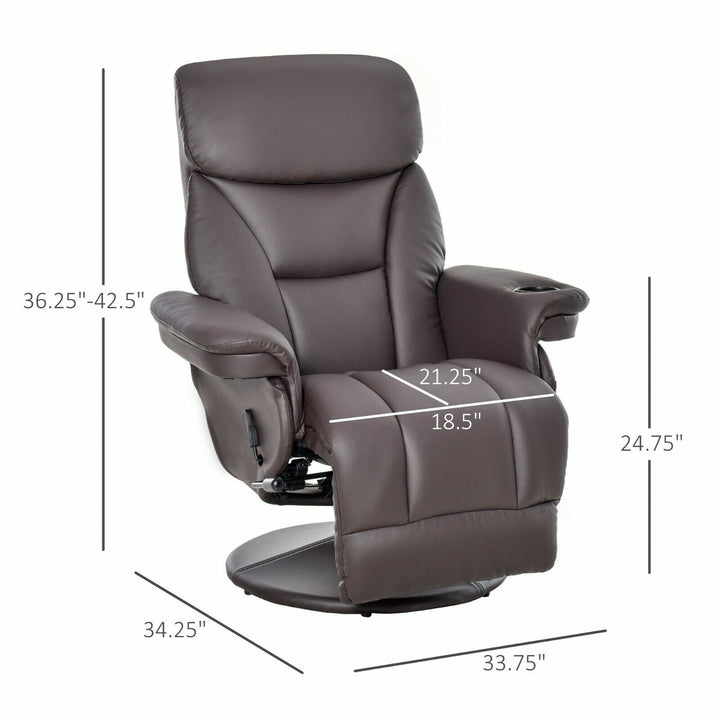 Thick Cushioned Adjustable Sofa Recliner Seat with Cup Holder and Side Pocket Brown Image 2