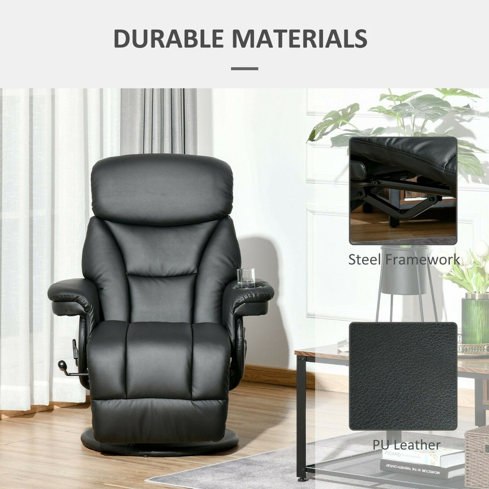 Thick Cushioned Adjustable Sofa Recliner Seat with Cup Holder and Side Pocket Black Image 2