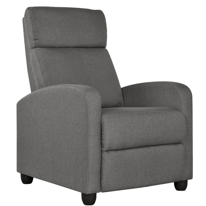 Recliner Chair Single Modern Reclining Sofa Home Theater Seating Club Chair Grey Image 1