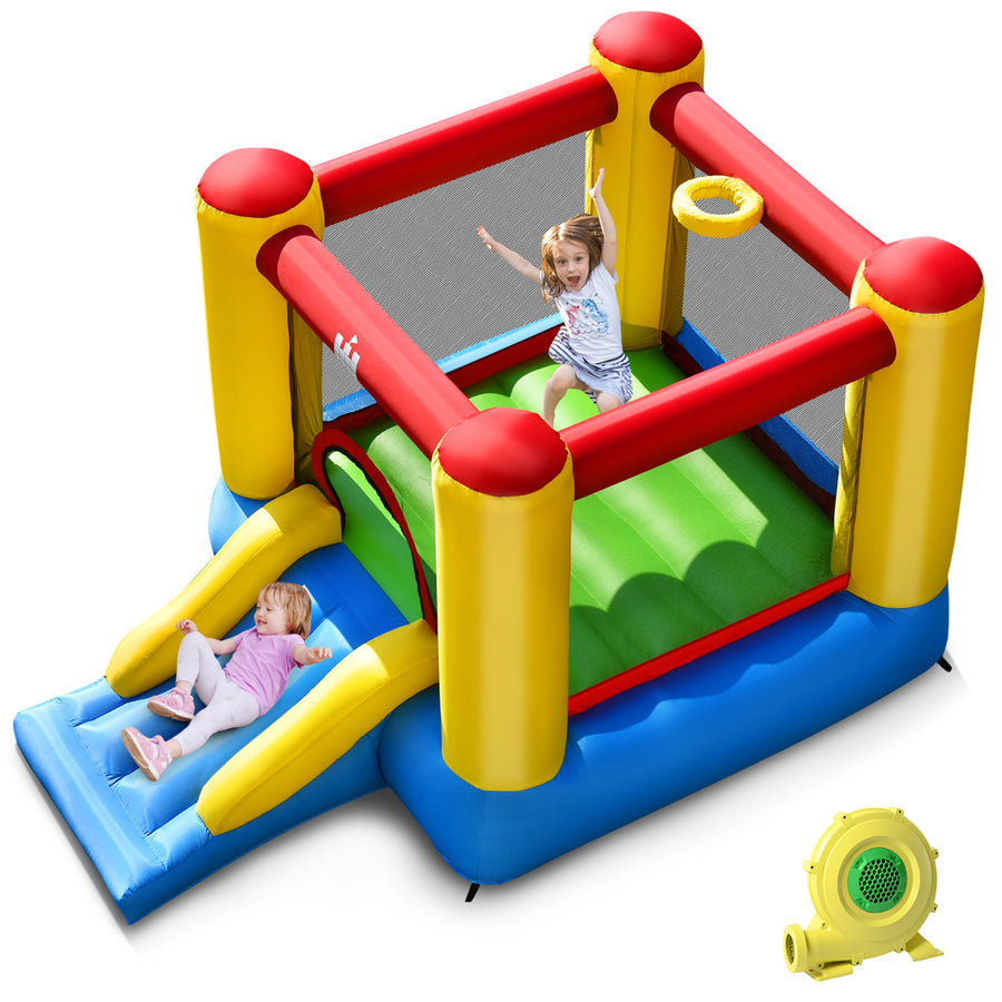 Inflatable Bouncer Kids Bounce House Jumping Castle Slide w/ 480W Blower Image 1