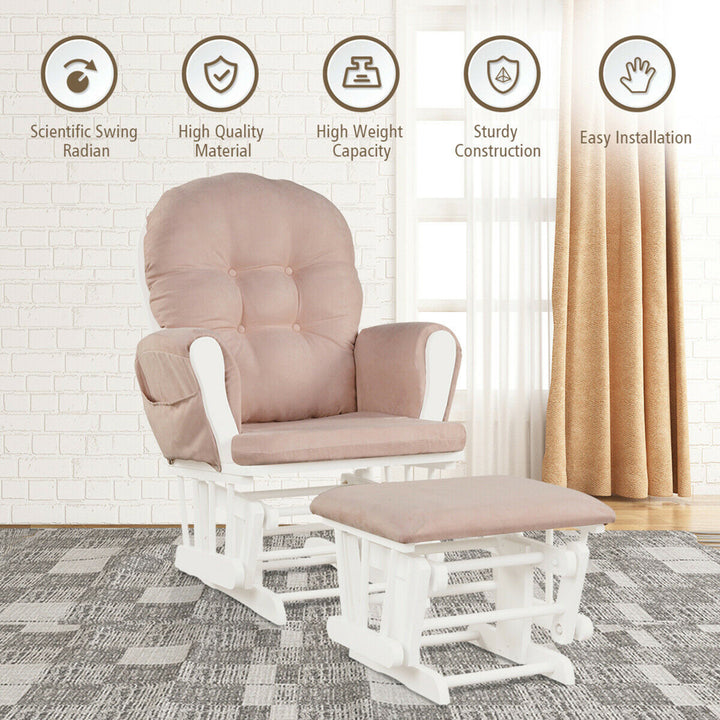 Baby Nursery Relax Rocker Rocking Chair Glider and Ottoman Set w/ Cushion Image 2