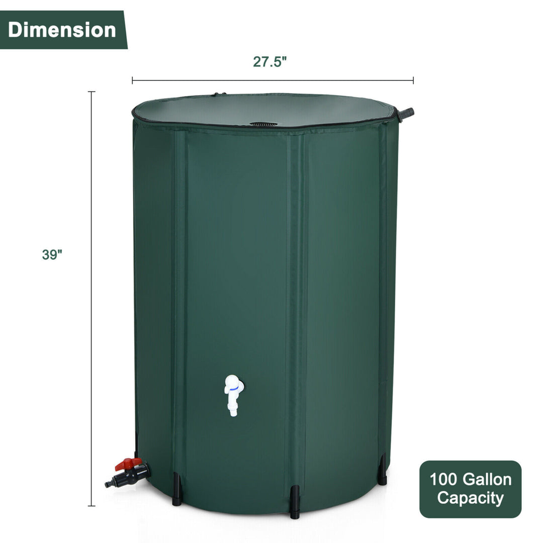 100 Gallon Portable Rain Barrel Water Collector CollapsibleTank w /Spigot Filter Image 2