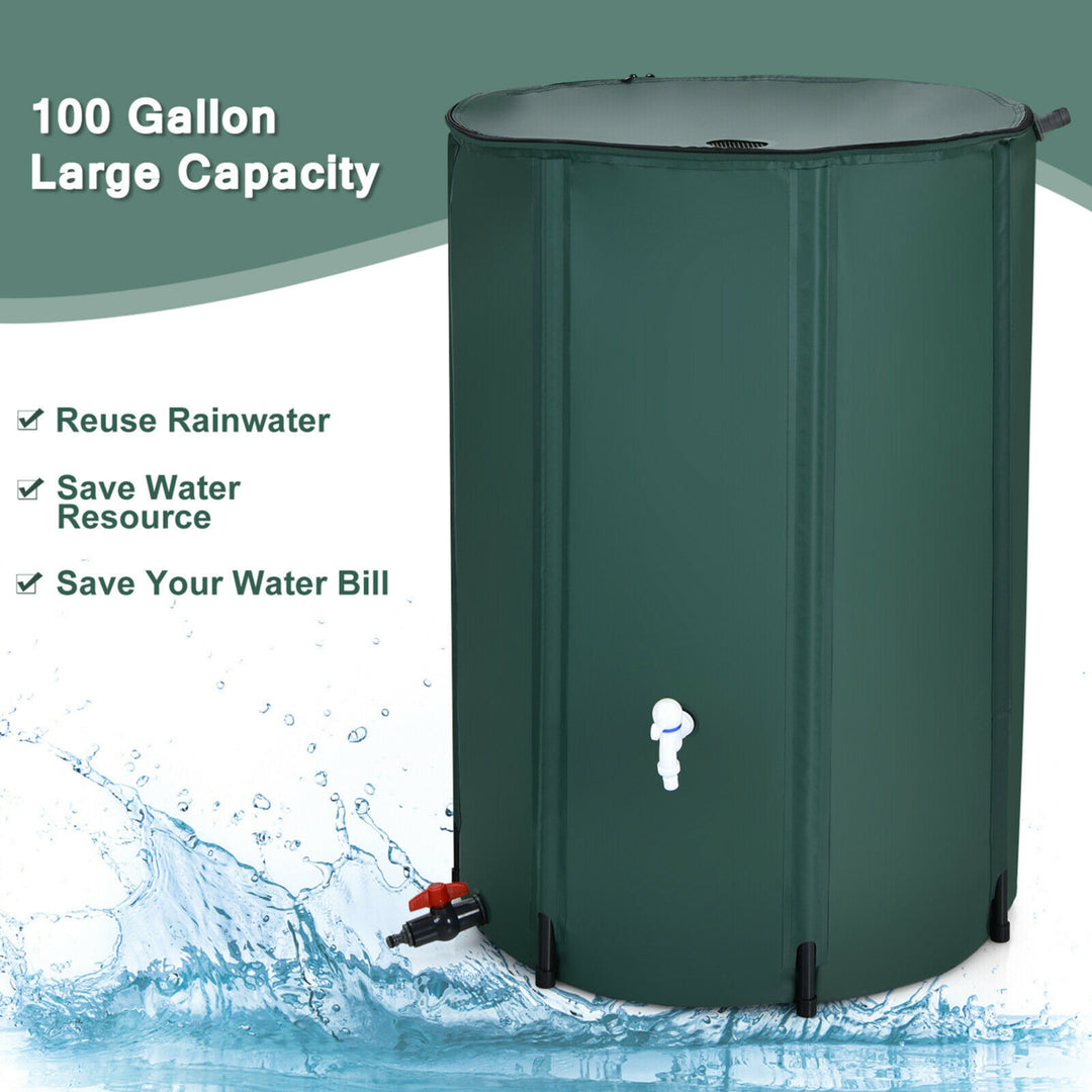 100 Gallon Portable Rain Barrel Water Collector CollapsibleTank w /Spigot Filter Image 5