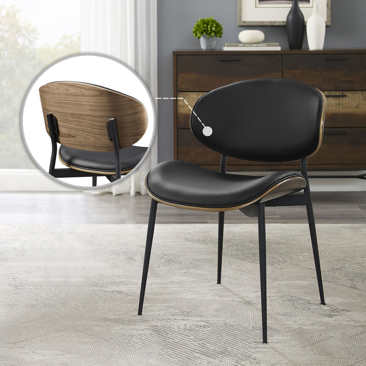 Modern Faux Leather Armless Accent Chair Dining Chair Desk Chair for Bedroom Living Room Image 1