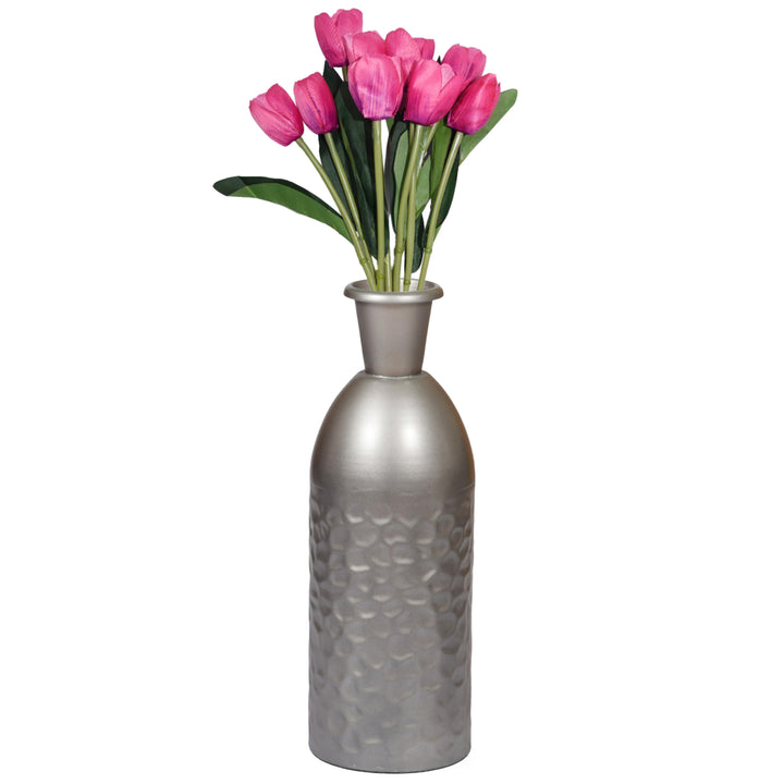 Modern Decorative Iron Hammered Tabletop Centerpiece Flower Vase Image 8