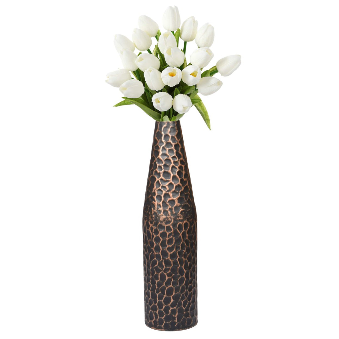 Hammered Metal Decorative Centerpiece Flower Vase Large and Small Iron Modern Design Image 8