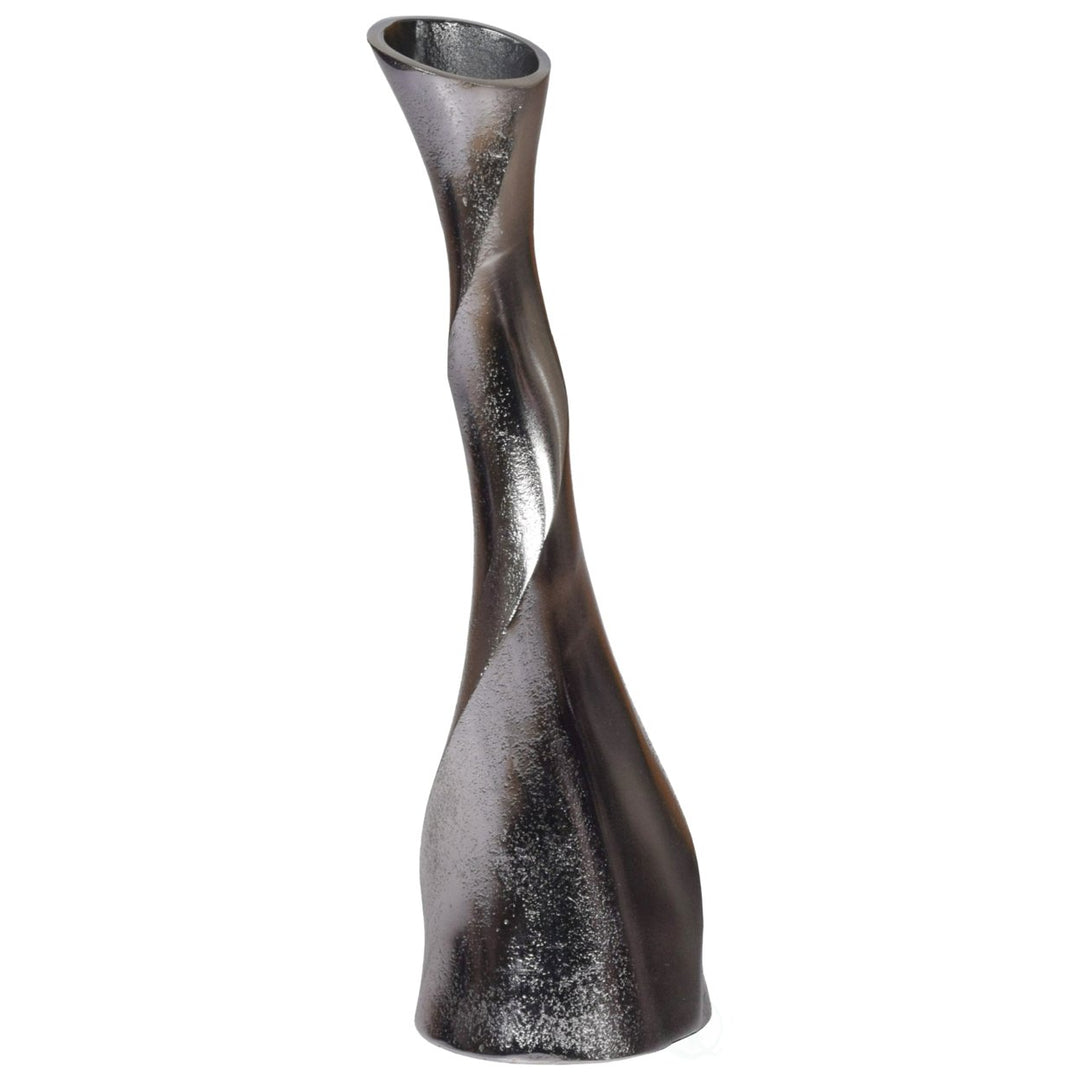 Aluminium Twisted Flower Vase Black Nickel 13.25 Inch Modern Image 4