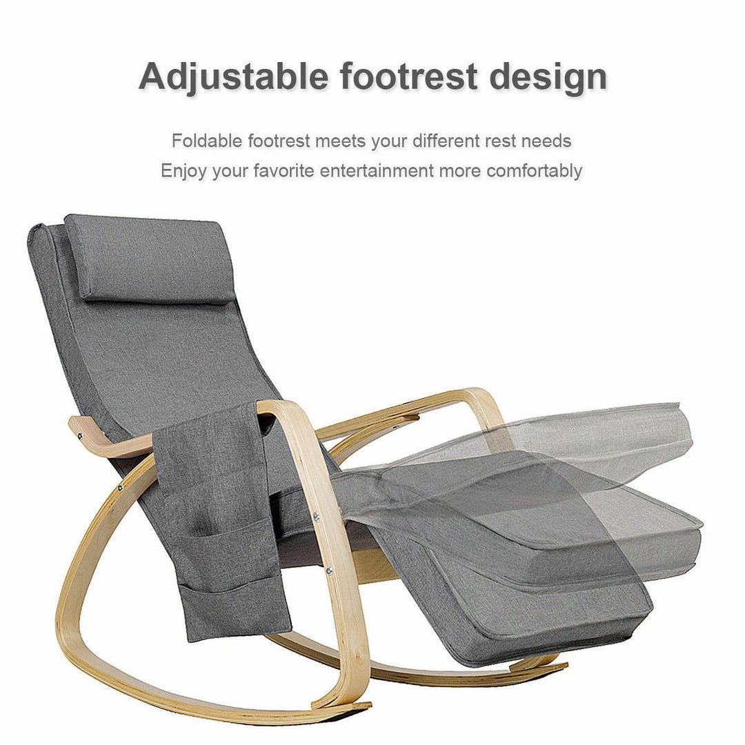 Adjustable Comfortable Rocking Chair Living Room Bedroom Relaxing Lounge Chair Image 2