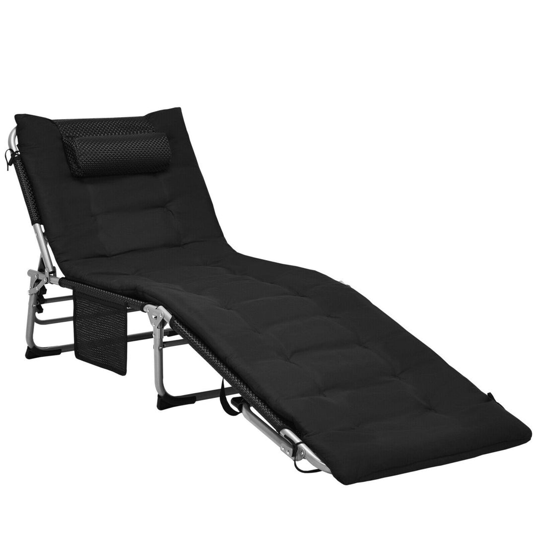 4-Fold Oversize Padded Folding Chaise Lounge Chair Reclining Chair Image 5