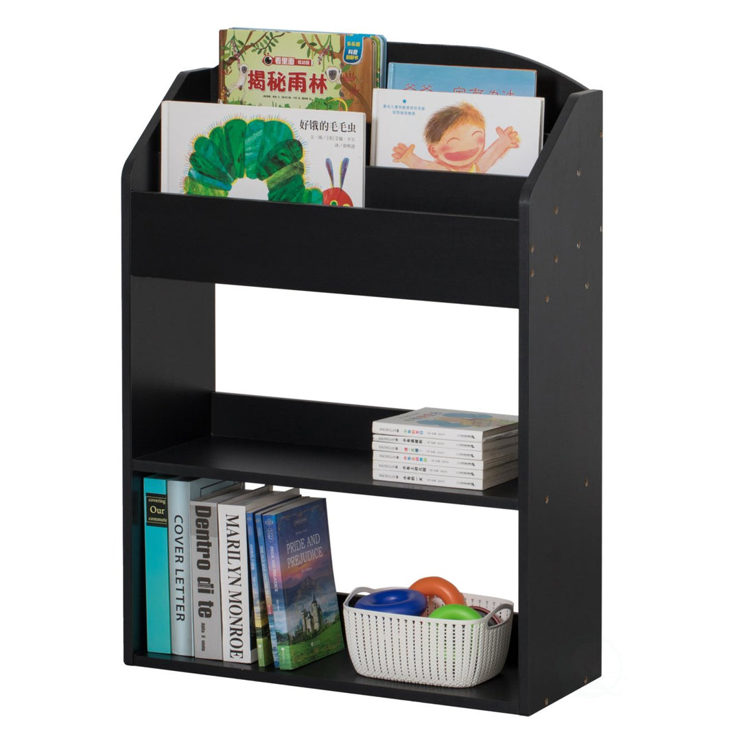 Modern Wooden Bookcase Storage Shelf Playroom Bedroom Office 23.5" x 9.5" x 33.5" Image 1