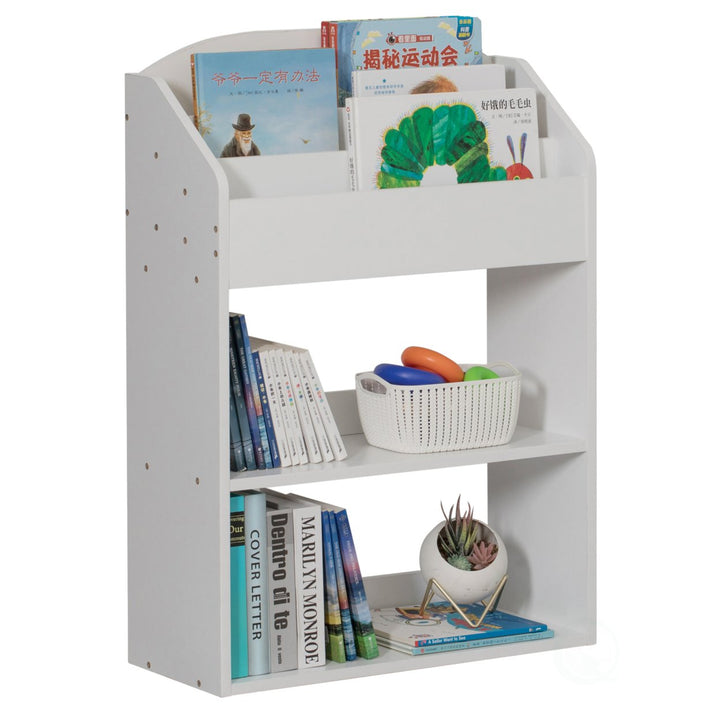 Modern Wooden Bookcase Storage Shelf Playroom Bedroom Office 23.5" x 9.5" x 33.5" Image 1