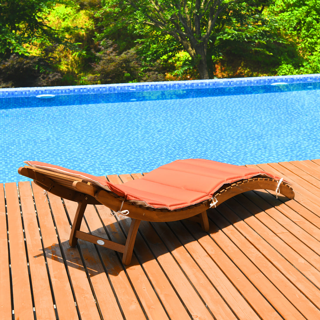 2 PCS Folding Wooden Lounge Chair Chaise W/ Cushions Pool Deck Image 2