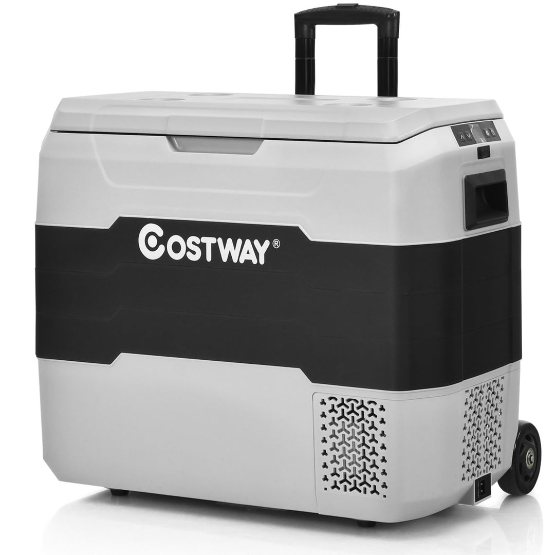 Costway 42 QT Portable Car Refrigerator Dual-Zone Car Cooler White\Gray Image 1