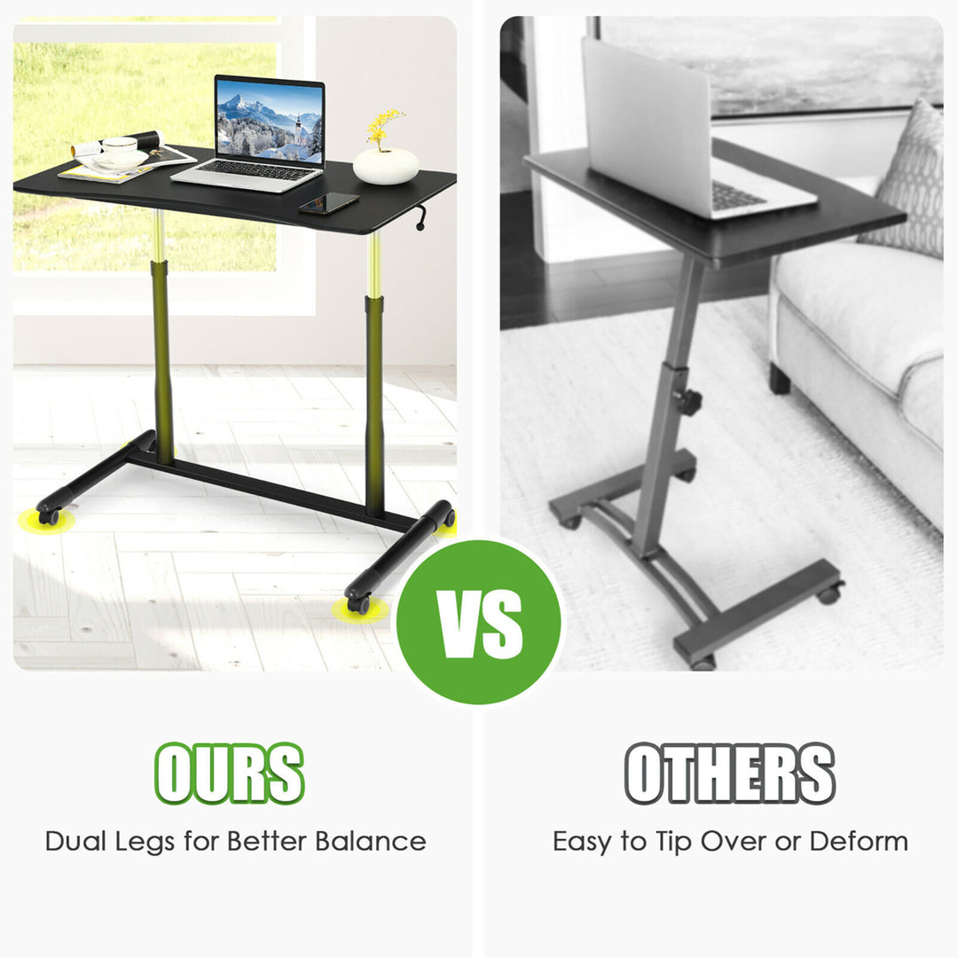 Height Adjustable Computer Desk Sit to Stand Rolling Notebook Table Black Image 9