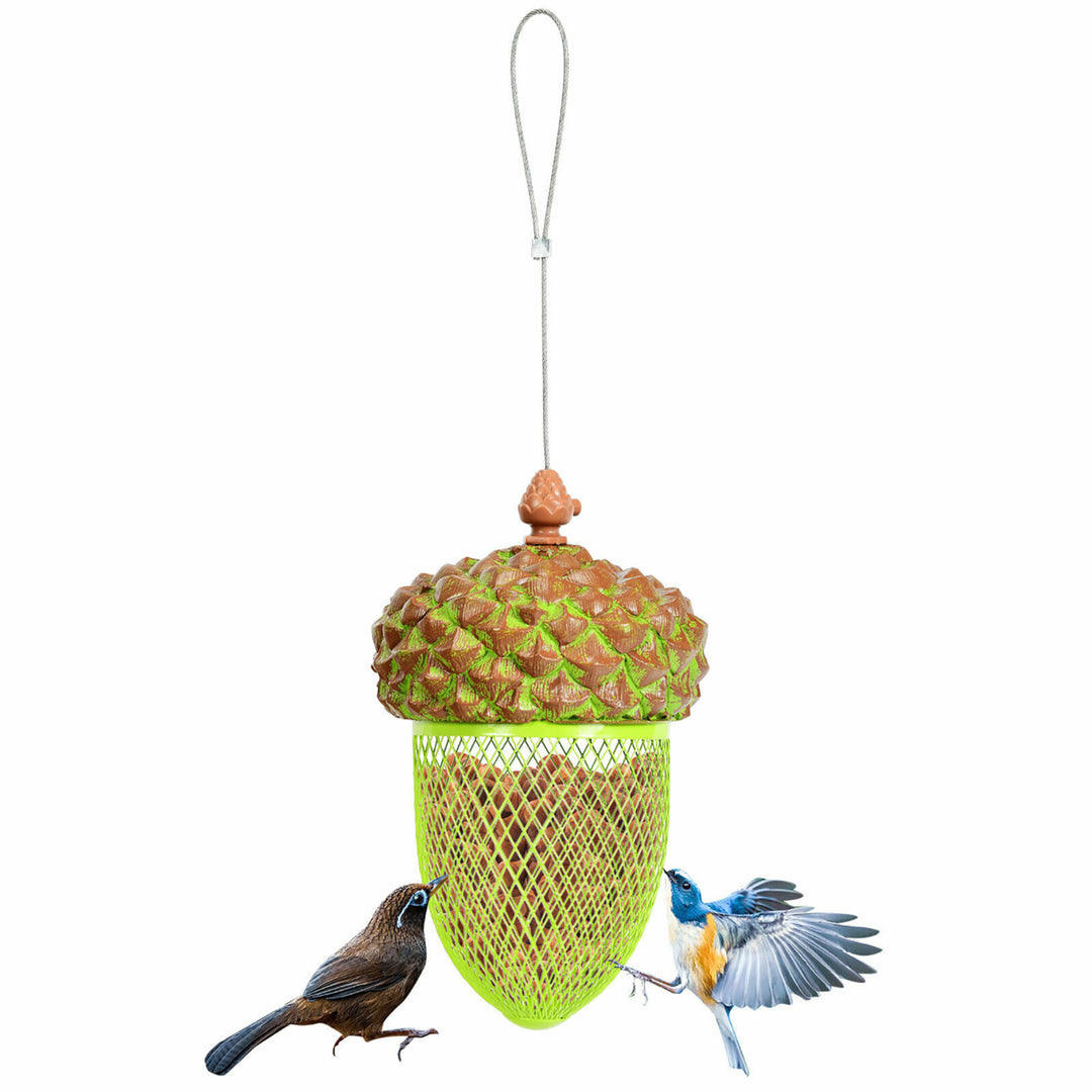 Metal Acorn Wild Bird Feeder Outdoor Hanging Food Dispenser for Garden Yard Image 1