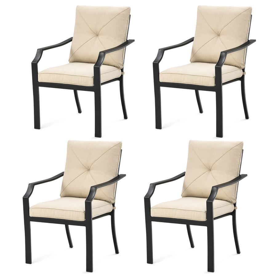 4 PCS Patio Dining Chairs Stackable Removable Cushions Garden Deck Image 1