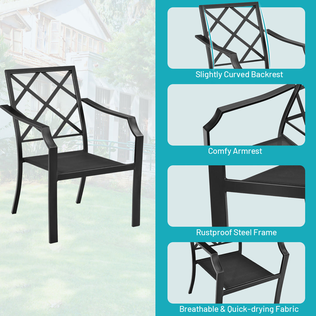 4 PCS Patio Dining Chairs Stackable Removable Cushions Garden Deck Image 8