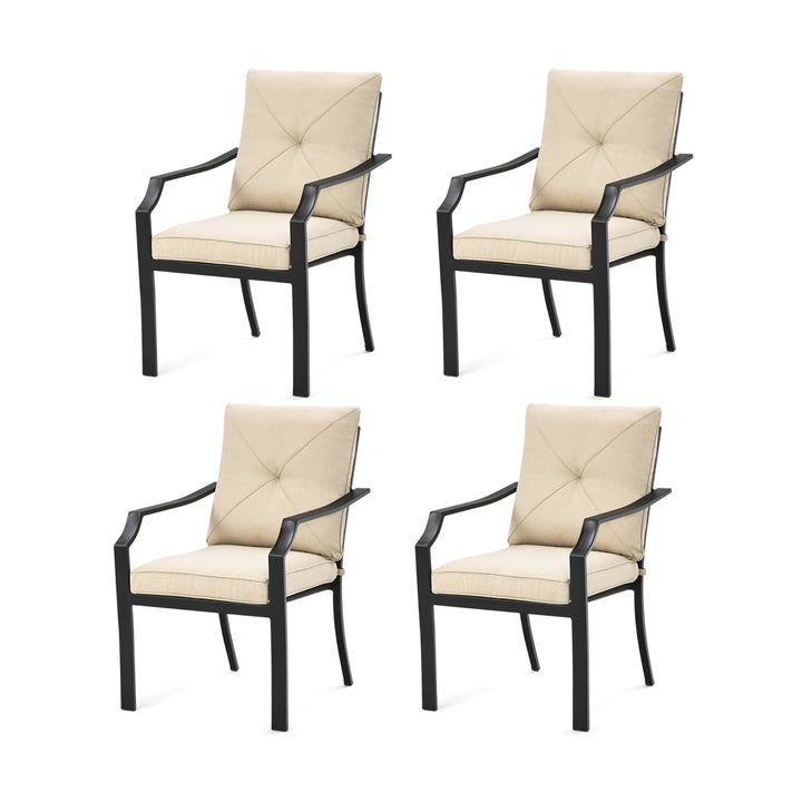 4 PCS Patio Dining Chairs Stackable Removable Cushions Garden Deck Image 9