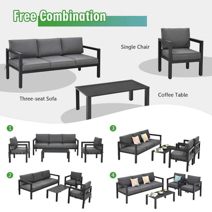 4-Piece Outdoor Patio Furniture Set Sectional Sofa Set Coffee Table Image 7