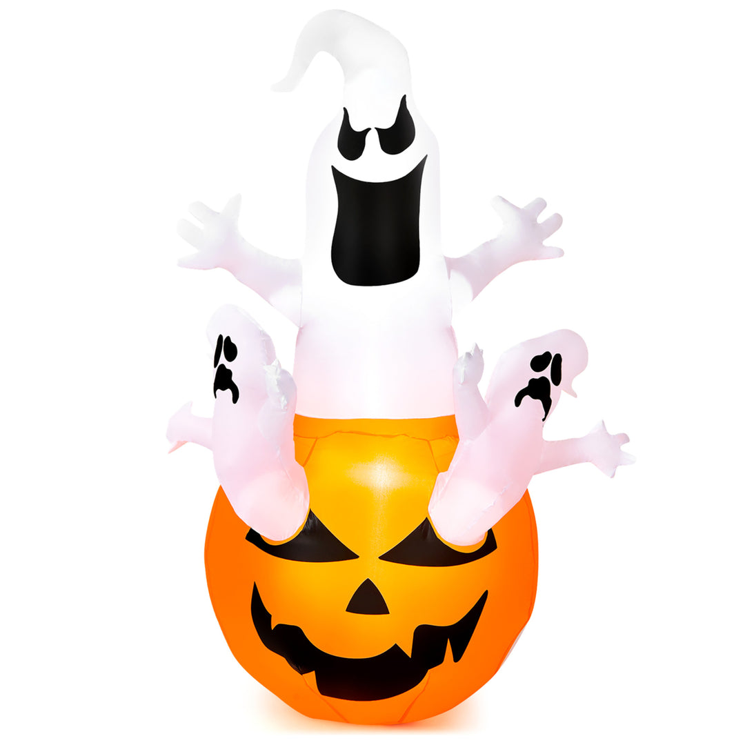 6FT Halloween Inflatable Ghost Pumpkin-Halloween Blow Up Yard Decoration Image 7