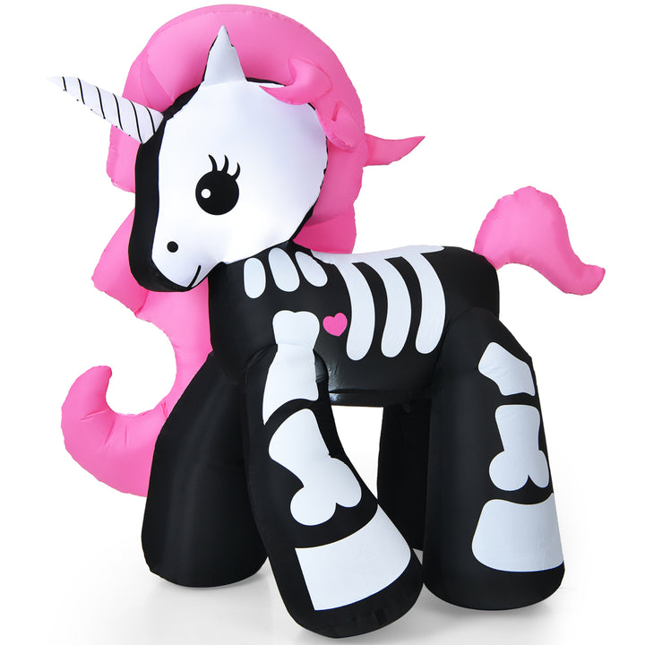 5.5 FT Halloween Inflatable Skeleton Unicorn Blow Up Yard Decoration Image 10