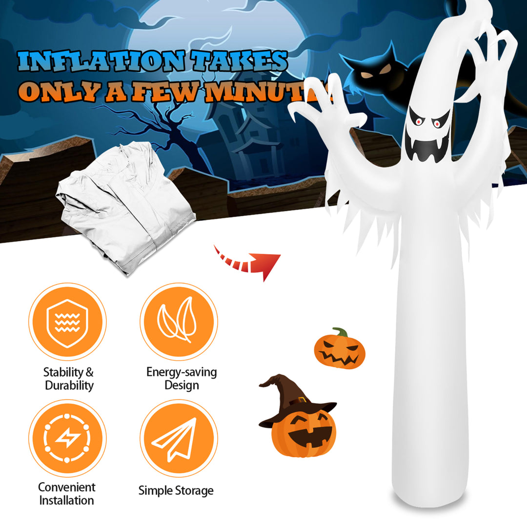 12 Ft Halloween Inflatable Ghost Yard Decoration w/ Built-in LED Lights Image 4