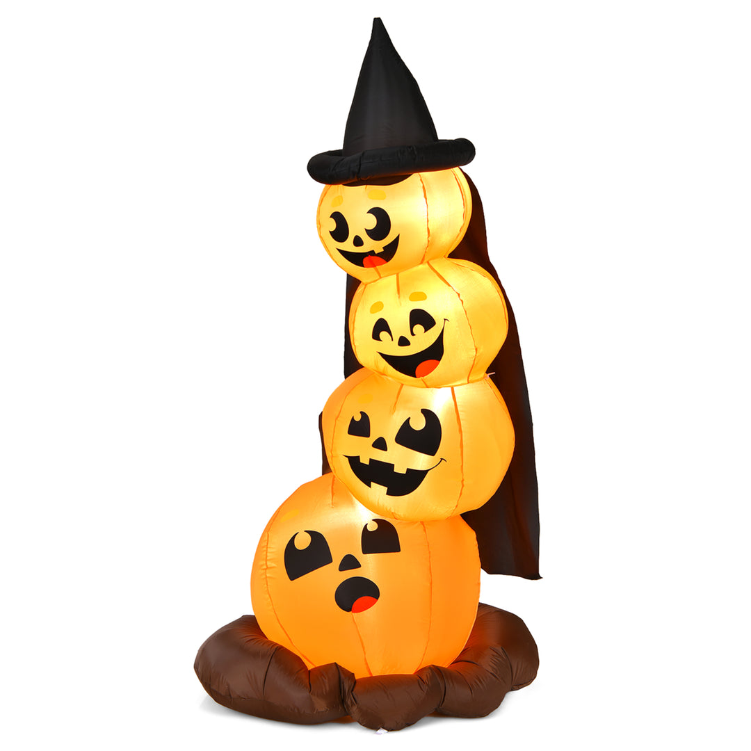 6.8FT Halloween Inflatable Pumpkin Combo Blow up Pumpkins w/ Witch s Hat Image 10