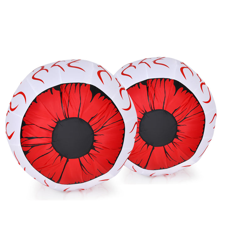 2 Pack 3 FT Halloween Inflatable Eyeballs w/ Air Blower and Red LED Lights Image 10