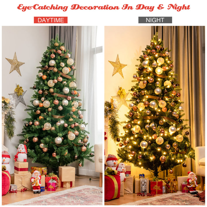 7.5FT Pre-Lit Artificial Christmas Tree 1242 Tips w/100 Ornaments and 250 Lights Image 9