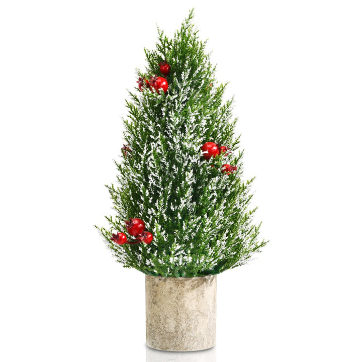 18.5Snowy Tabletop Christmas Tree w/ 170 PE Branch Tips and Pulp Base Image 1