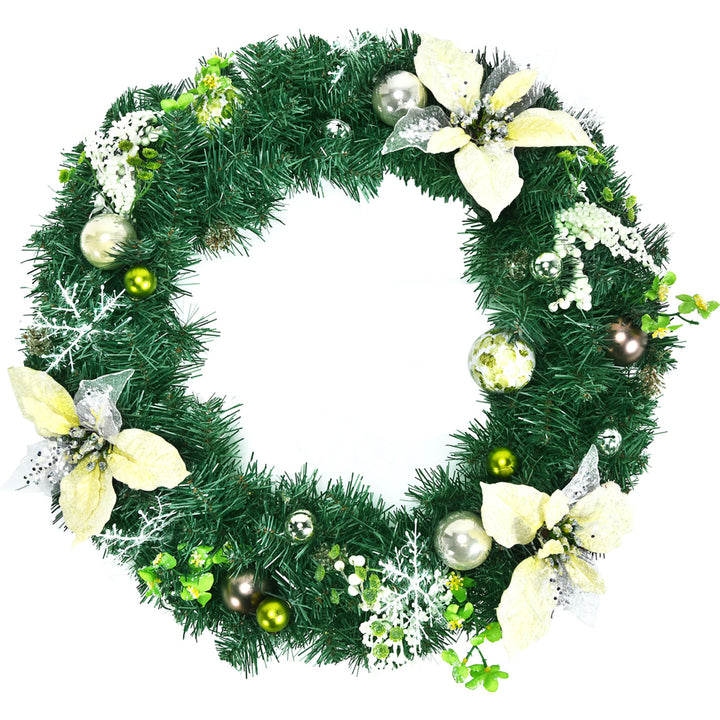 24Pre-lit Artificial Christmas PVC Wreath w/ Mix ed Decorations and Timer Image 10