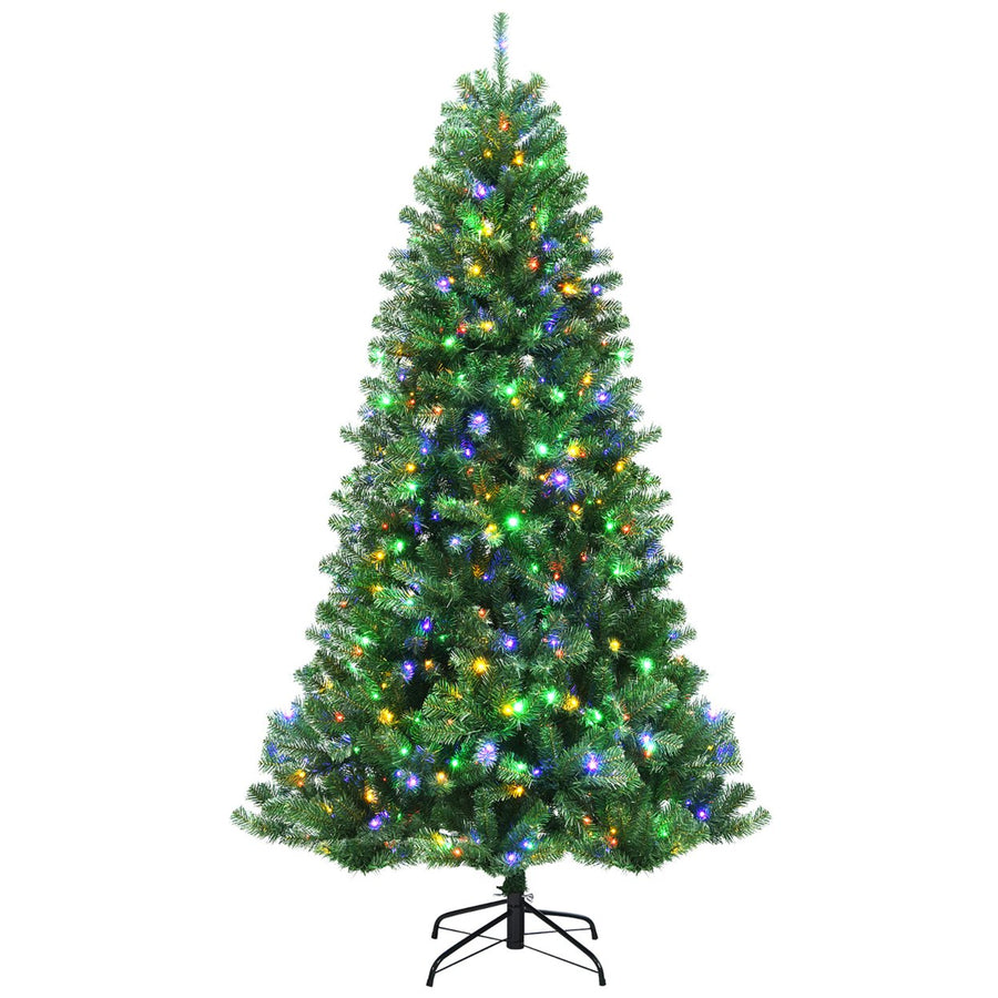 6ft Pre-lit Hinged Christmas Tree w/ Remote Control and 9 Lighting Modes Image 1