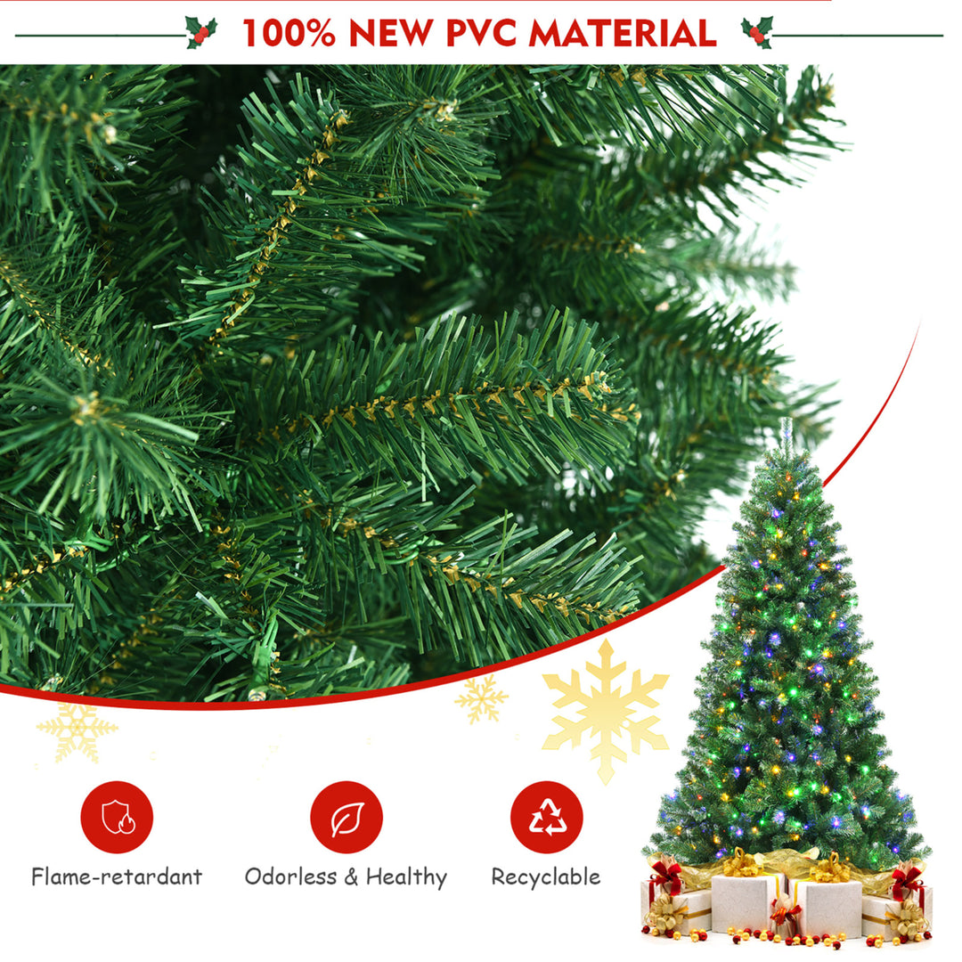 7ft Pre-lit Hinged Christmas Tree w/ Remote Control and 9 Lighting Modes Image 7