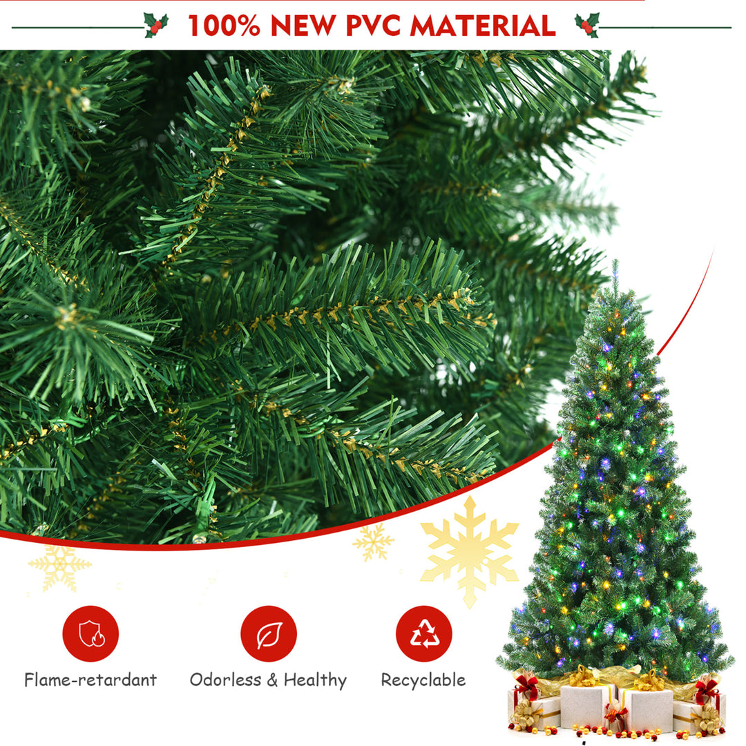 8ft Pre-lit Hinged Christmas Tree with Remote Control and 9 Lighting Modes Image 7