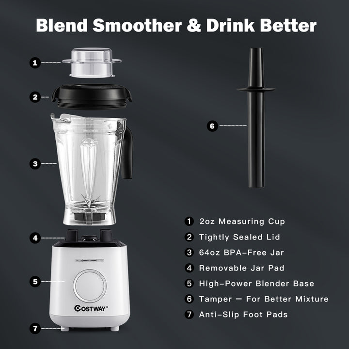 1500W Countertop Smoothies Blender 10 Speed w/ 6 Pre-Setting Programs Image 7