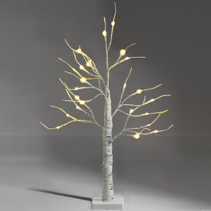 Set of 2 Pre-lit White Twig Birch Tree Battery Powered 2FT for Christmas Image 1