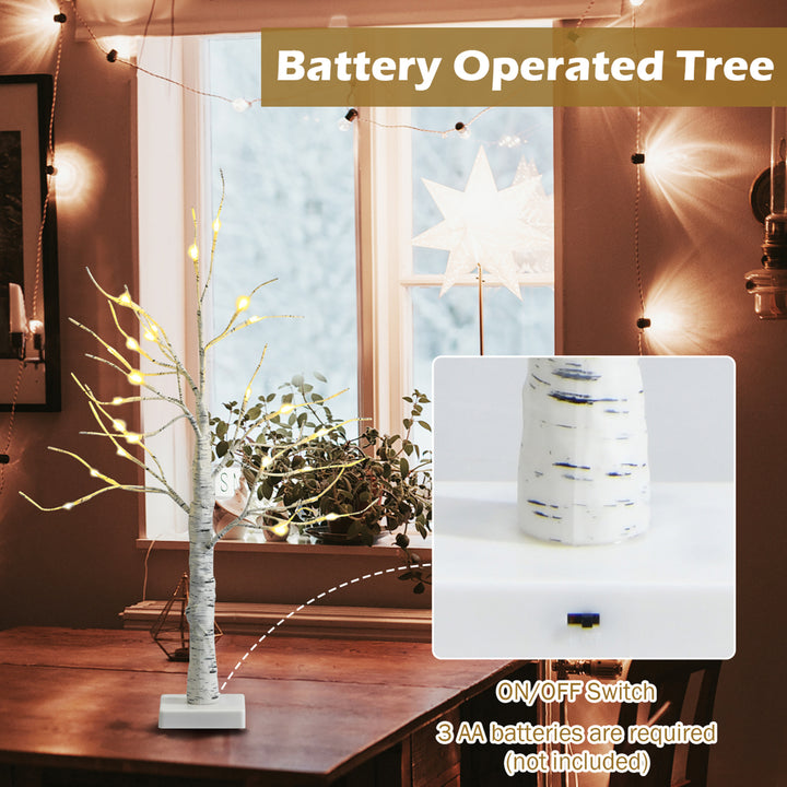 Set of 2 Pre-lit White Twig Birch Tree Battery Powered 2FT for Christmas Image 8